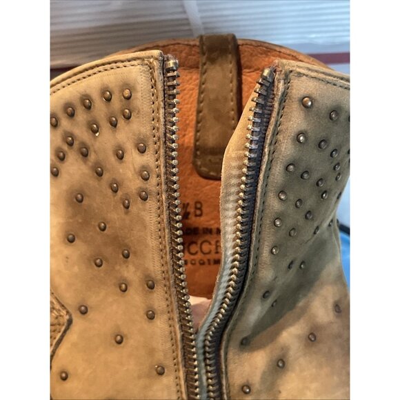 NWOB NWT Lucchese Boots Bootie Zip Women's 6.5 Suede Olive Green w/ Studs #M6040 - Picture 13 of 16